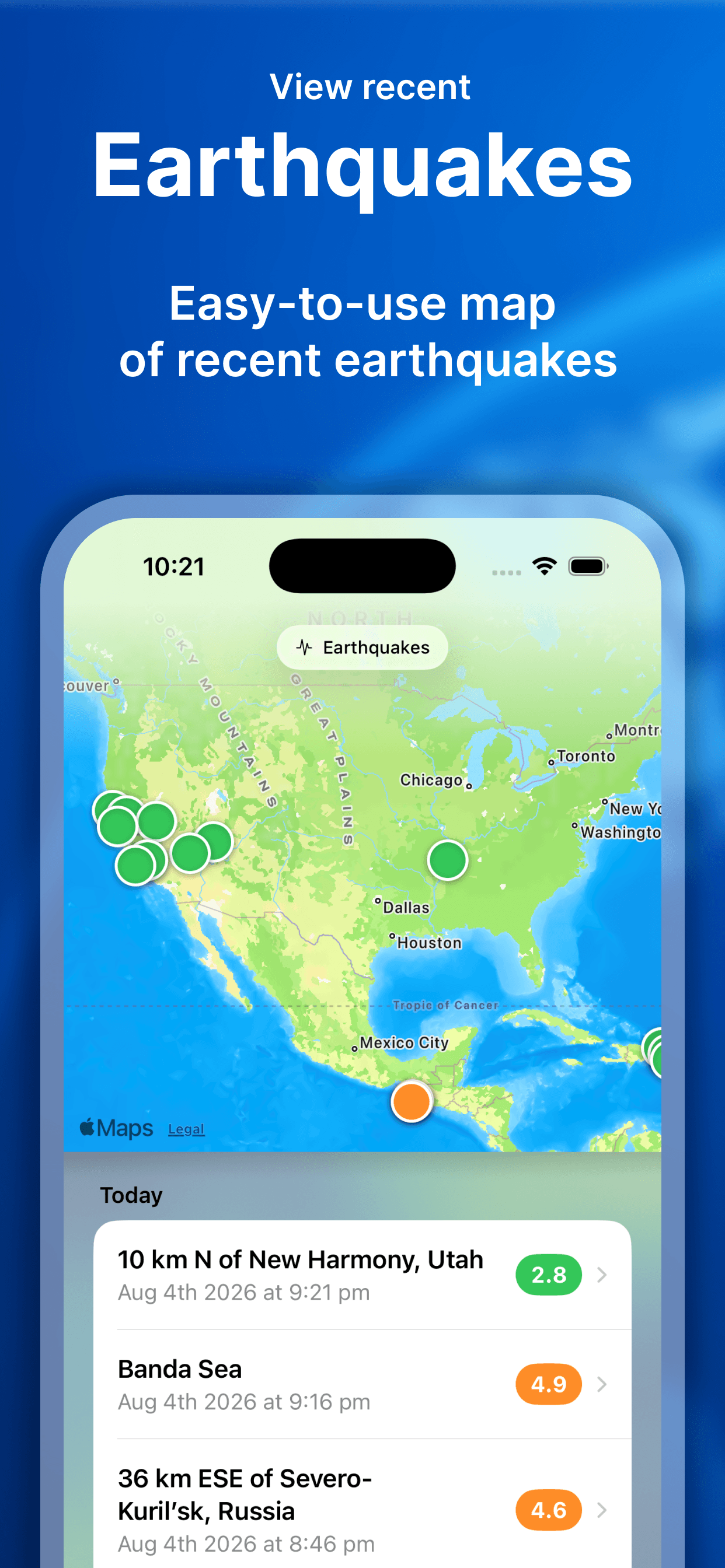 Earthquake Mapper screenshot 1